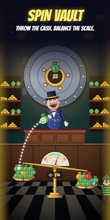 SPIN VAULT: throw the cash, balance the scale
